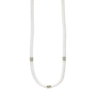 LAGOS White Caviar/18k 3-station Necklace/Diamond